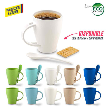 MUG PLASTICO CON CUCHARA TIFFANY 350ML - PRODUCCION NACIONAL
