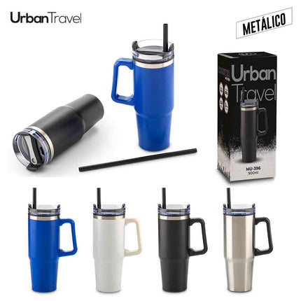 MUG METALICO Y PLASTICO CHESTER URBAN TRAVEL 900ML