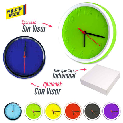 RELOJ DE PARED COLORS - PRODUCCION NACIONAL