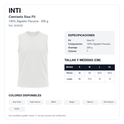 INTI ficha técnica y tabla de medidas