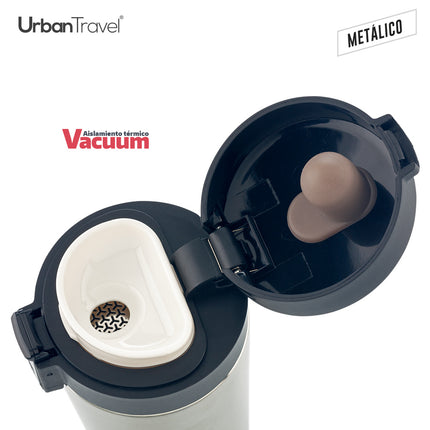 MUG METALICO DOBLE PARED COFFEE URBAN TRAVEL 380ML