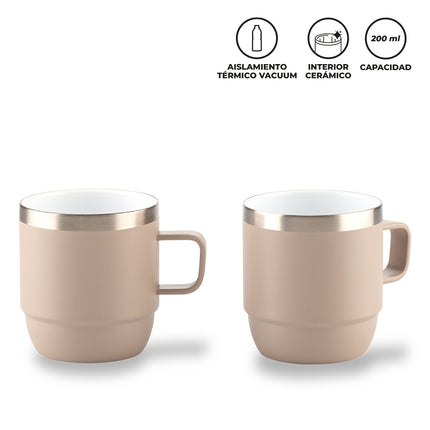 SET DE MUGS METALICOS STYLOR 200 ML