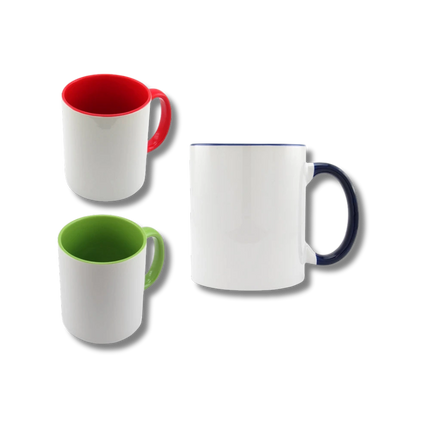 Mugs de Cerámica con Interior de Colores | Azul, Rojo, Verde y Negro