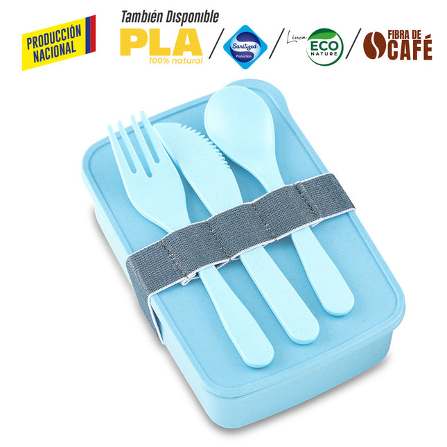 PORTACOMIDAS CON CUBIERTOS ECO SQUARE II -PRODUCCION NACIONAL