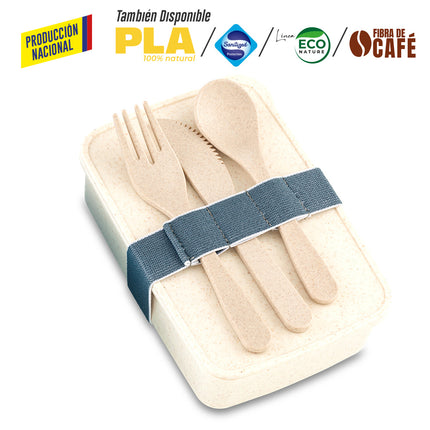 PORTACOMIDAS CON CUBIERTOS ECO SQUARE II -PRODUCCION NACIONAL