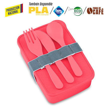 PORTACOMIDAS CON CUBIERTOS ECO SQUARE II -PRODUCCION NACIONAL