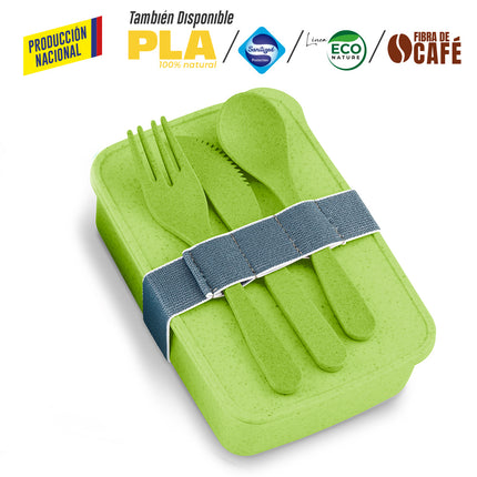 PORTACOMIDAS CON CUBIERTOS ECO SQUARE II -PRODUCCION NACIONAL