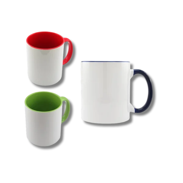 Mugs de Cerámica con Interior de Colores | Azul, Rojo, Verde y Negro