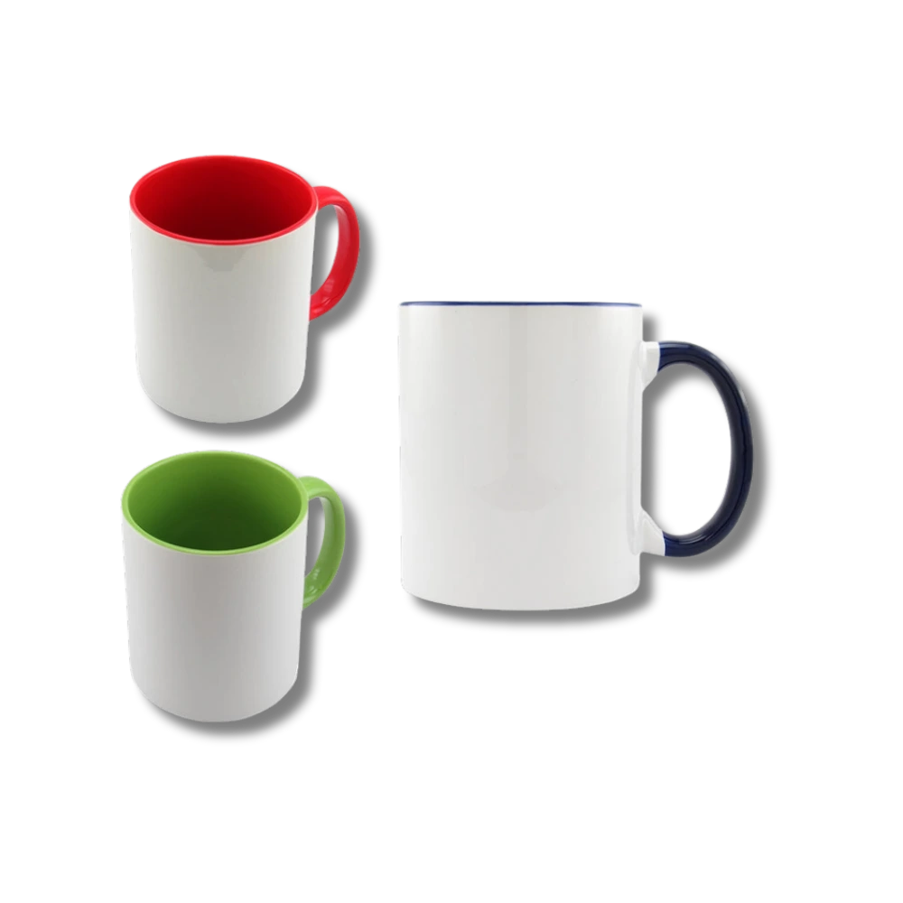 Mugs de Cerámica con Interior de Colores | Azul, Rojo, Verde y Negro